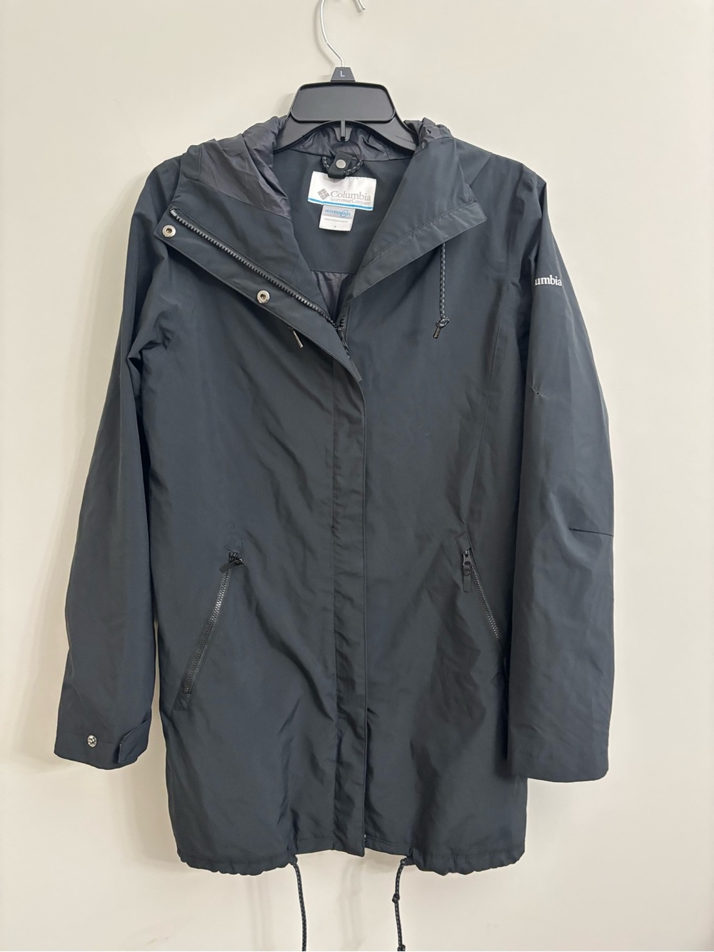 Columbia Black Hooded Waterproof Trench Coat
